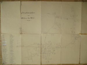 Der Wilener Situationsplan aus dem Archiv. Die digitale Bearbeitung übernahm Foto Mayer; die langwierige Suche nach einer Jahreszahl blieb leider mir überlassen (und diese Suche dauerte Tage).