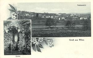 Ansichtskarte Wilen bei Wil von Karl Dörr, Wil. Blick von Süden, mit Lourdes-Grotte.